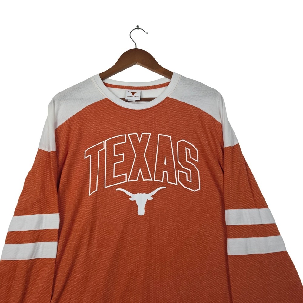 Texas Longhorns Shirt Men L Burnt Orange Thermal Knit Varsity Stripe Long Sleeve - Picture 4 of 9